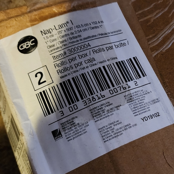 GBC Nap-Lam I - 1.5 mil-25"x500' Clear Laminating Film 2-Pack BENIFITS CHARITY - Picture 3 of 7